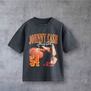 Johnny Cash Ring Of Fire Band Graphic T-Shirt Mens Lrg SS Crew Neck Black Tee